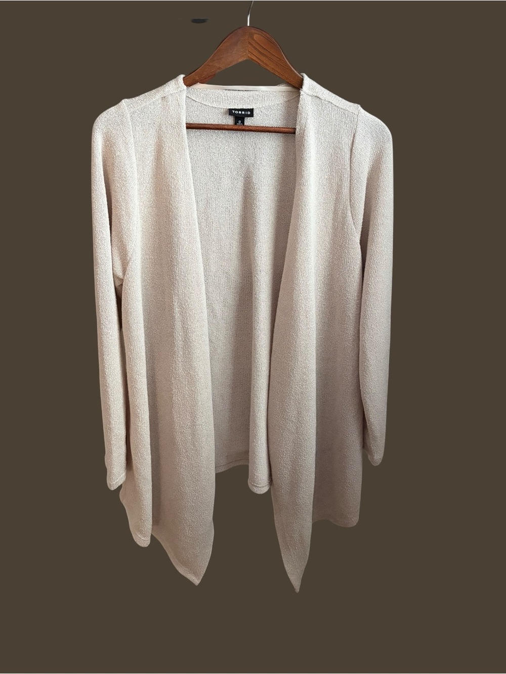 Torrid Size 0 Cream Open-Front Cardigan Lightweight Knit Long Sleeve